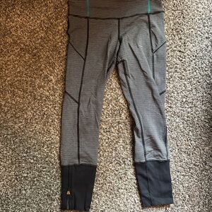 lululemon athletica Black and Gray Striped Leggings